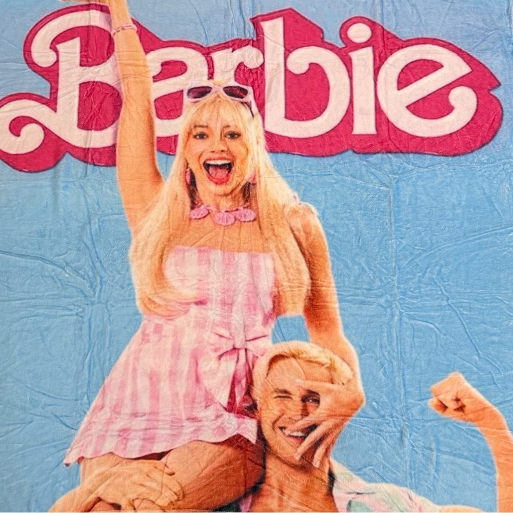 Barbie Movie Fleece Blanket Barbiecore Kitchy Pop Culture Pink Decor Y2K Soft